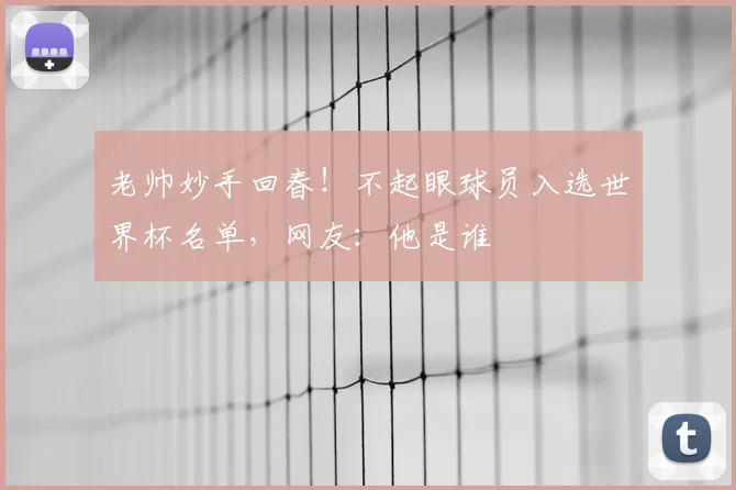 老帅妙手回春！不起眼球员入选世界杯名单，网友：他是谁